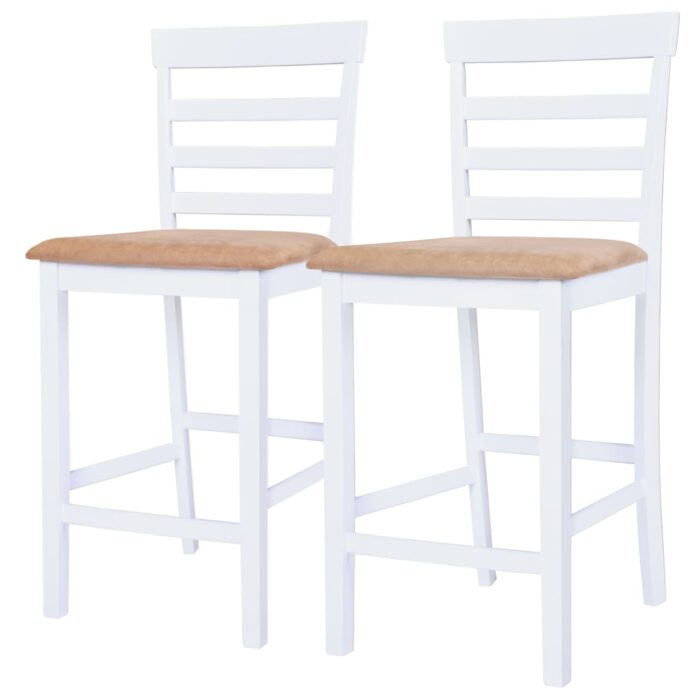 Table et chaises de bar 3 pcs Bois massif Marron et blanc – Image 4