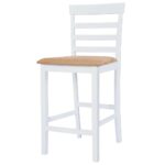 Table et chaises de bar 3 pcs Bois massif Marron et blanc – Image 5