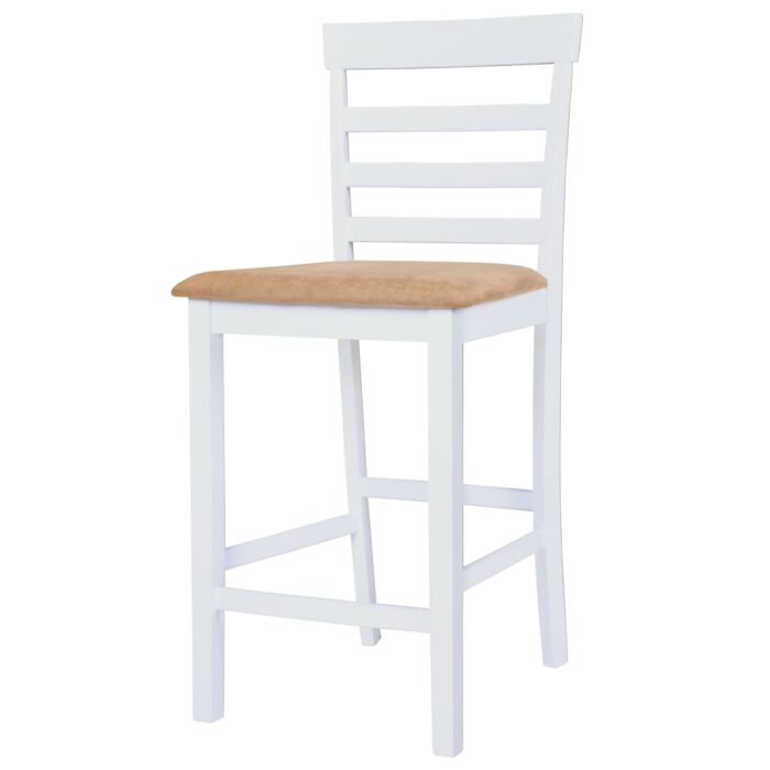 Table et chaises de bar 3 pcs Bois massif Marron et blanc – Image 5