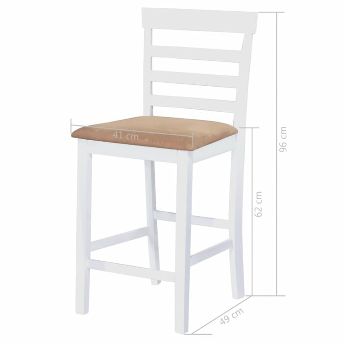 Table et chaises de bar 3 pcs Bois massif Marron et blanc – Image 8