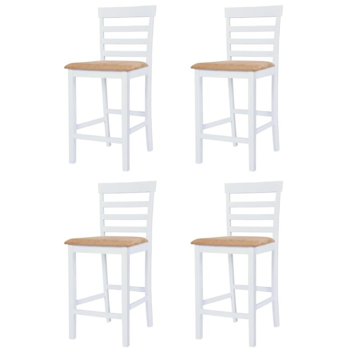 Table et chaises de bar 5 pcs Bois massif Marron et blanc – Image 4
