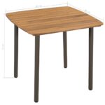 Table de jardin 80 x 80 x 72 cm Bois d'acacia solide et acier – Image 3