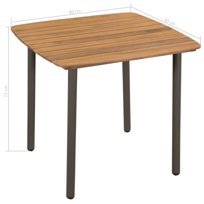 Table de jardin 80 x 80 x 72 cm Bois d'acacia solide et acier – Image 3
