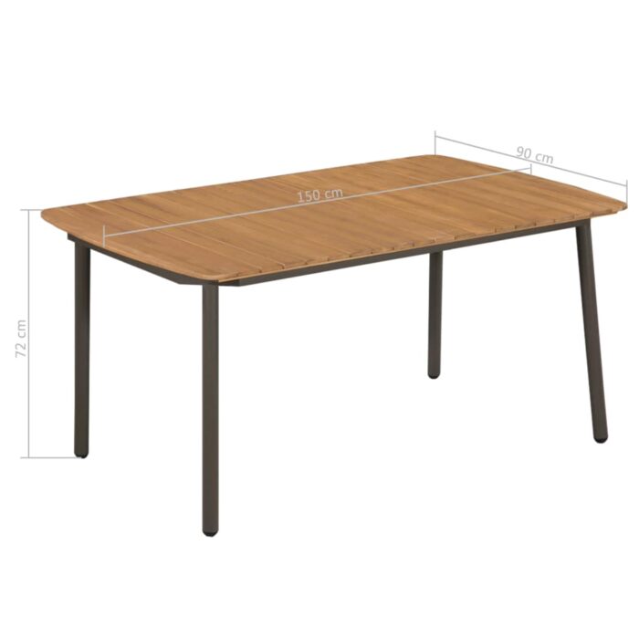 Table de jardin 150 x 90 x 72 cm Bois d'acacia solide et acier – Image 3