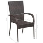 Chaises empilables d'extérieur lot de 2 Résine tressée Marron – Image 4