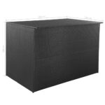 Boîte de rangement de jardin noir 150x100x100 cm résine tressée – Image 6