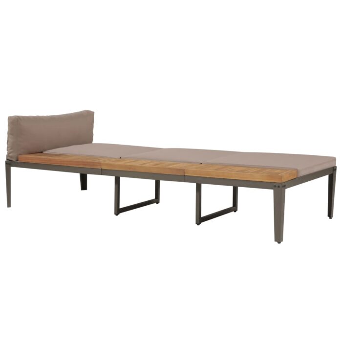 Chaise longue avec coussins Bois d'acacia solide Marron – Image 1