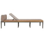 Chaise longue avec coussins Bois d'acacia solide Marron – Image 2