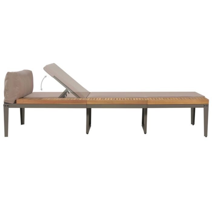 Chaise longue avec coussins Bois d'acacia solide Marron – Image 2