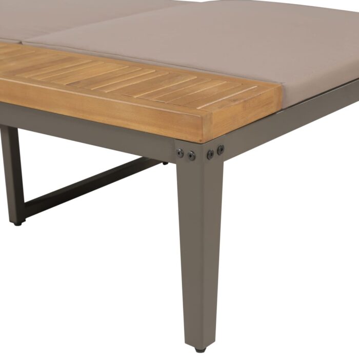 Chaise longue avec coussins Bois d'acacia solide Marron – Image 3