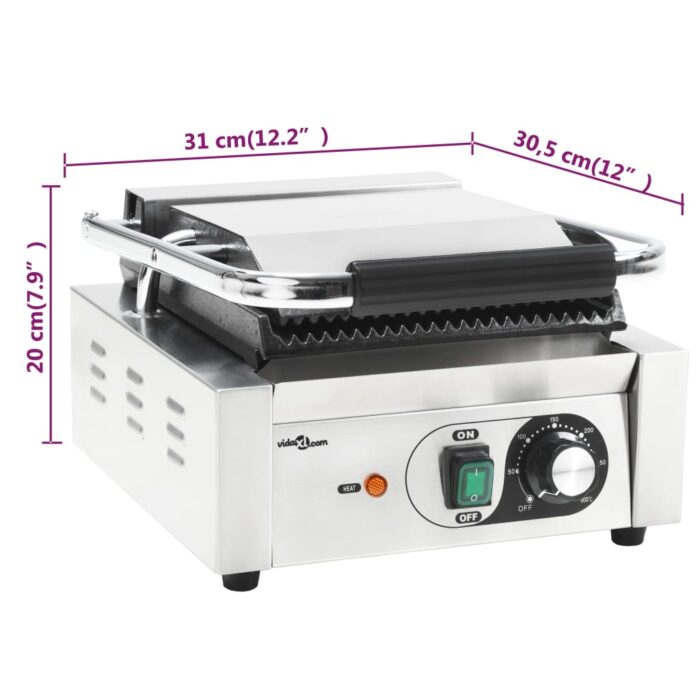 Grill pour panini rainuré Acier inoxydable 1800 W 31x30,5x20 cm – Image 11