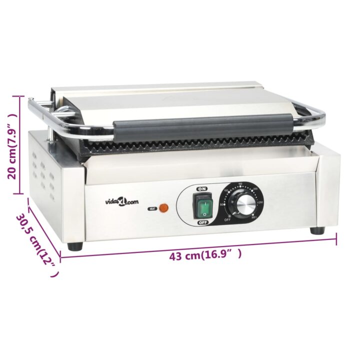 Grill rainuré pour panini 2200 W 43x30,5x20 cm – Image 11