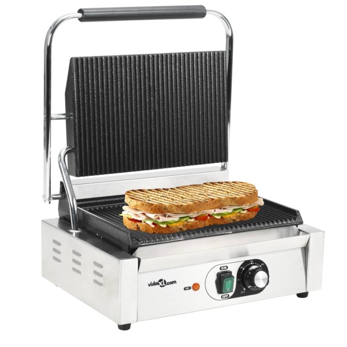 Grill rainuré pour panini 2200 W 43x30,5x20 cm – Image 1