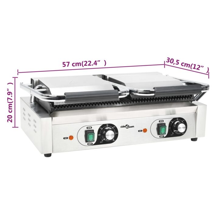 Gril de panini à double rainure 3600 W 57x30,5x20 cm – Image 11