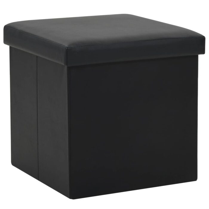 Tabouret de rangement pliable Noir Similicuir – Image 1