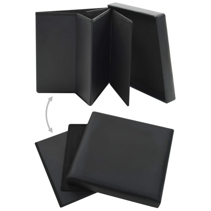 Tabouret de rangement pliable Noir Similicuir – Image 2