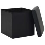 Tabouret de rangement pliable Noir Similicuir – Image 3