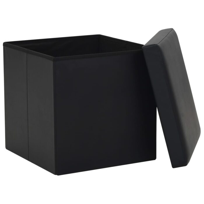 Tabouret de rangement pliable Noir Similicuir – Image 3