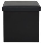 Tabouret de rangement pliable Noir Similicuir – Image 4