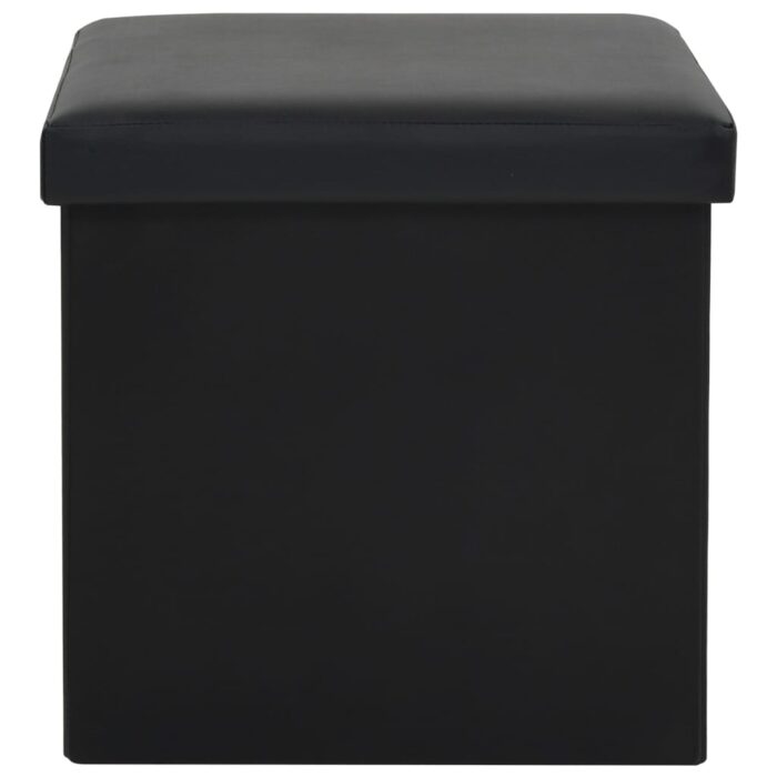 Tabouret de rangement pliable Noir Similicuir – Image 4