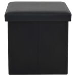 Tabouret de rangement pliable Noir Similicuir – Image 5