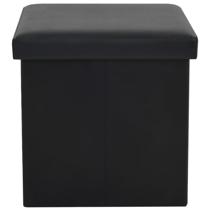 Tabouret de rangement pliable Noir Similicuir – Image 5