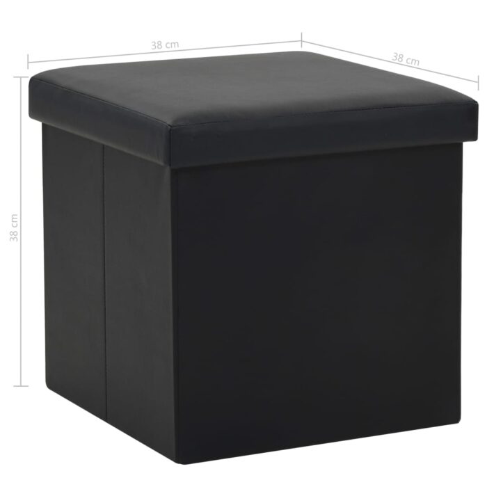 Tabouret de rangement pliable Noir Similicuir – Image 7