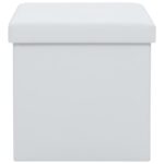 Tabourets de rangement pliables lot de 2 blanc similicuir – Image 5