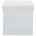 Tabourets de rangement pliables lot de 2 blanc similicuir – Image 6