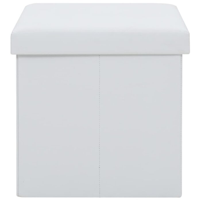Tabourets de rangement pliables lot de 2 blanc similicuir – Image 6