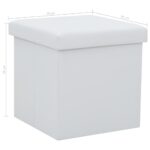 Tabourets de rangement pliables lot de 2 blanc similicuir – Image 8