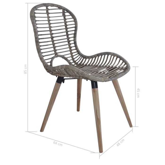 Chaises à manger lot de 4 marron rotin naturel – Image 6