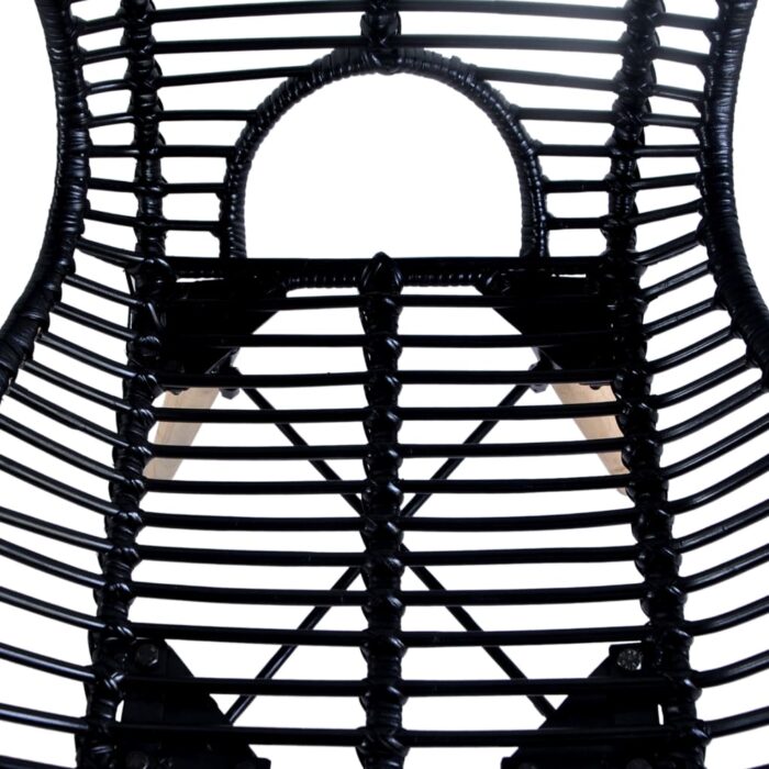 Chaises à manger lot de 2 noir rotin naturel – Image 3