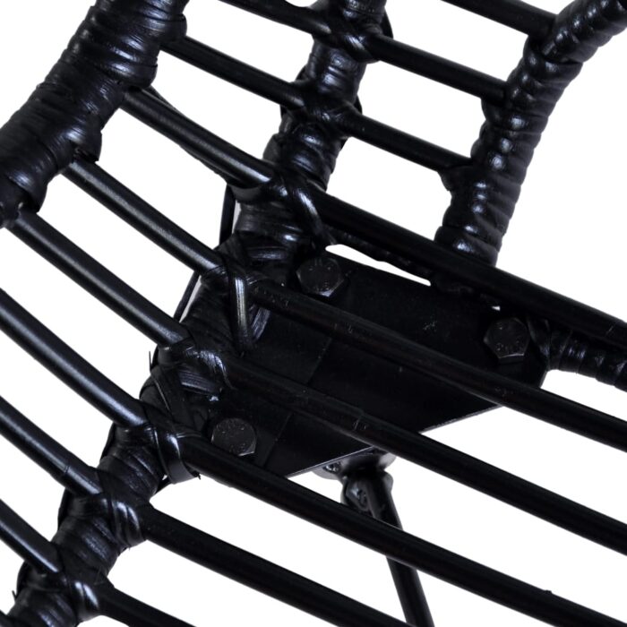 Chaises à manger lot de 2 noir rotin naturel – Image 4