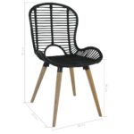 Chaises à manger lot de 2 noir rotin naturel – Image 6