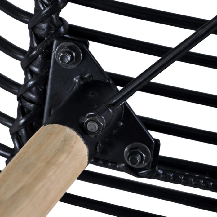 Chaises à manger lot de 4 noir rotin naturel – Image 5