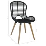 Chaises à manger lot de 4 noir rotin naturel – Image 6