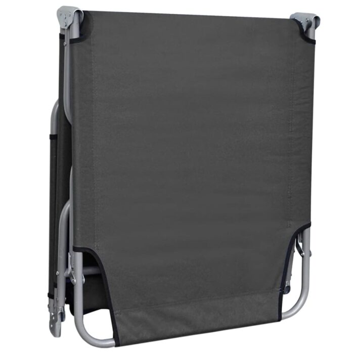 Chaise longue pliable avec dossier réglable Gris – Image 3