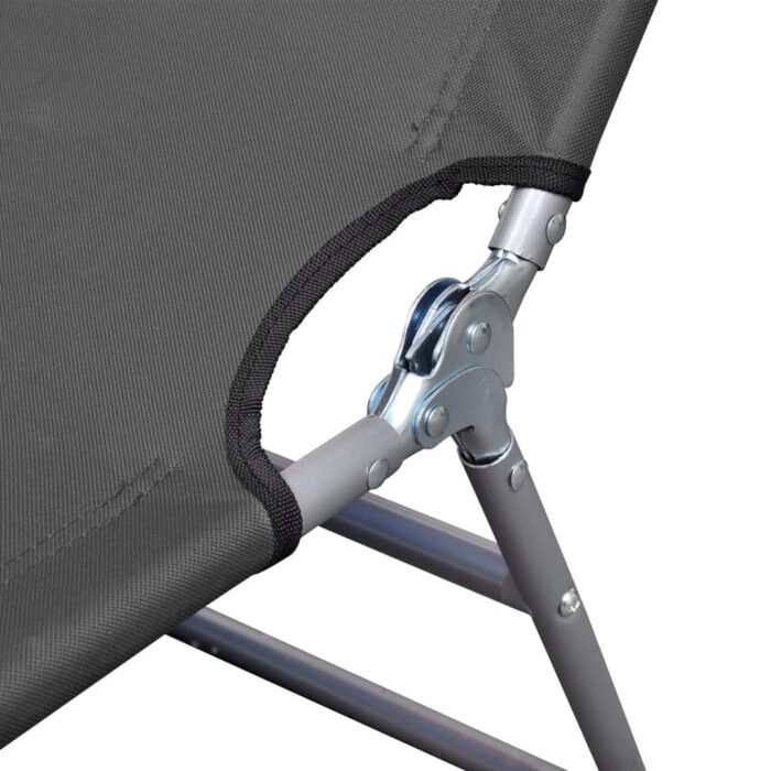 Chaise longue pliable avec dossier réglable Gris – Image 4