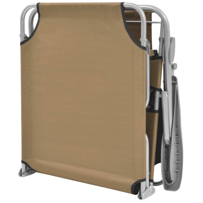 Chaise longue pliable avec auvent Acier Taupe – Image 5