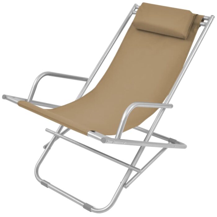 Chaises inclinables de terrasse lot de2 Acier Taupe – Image 2