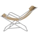 Chaises inclinables de terrasse lot de2 Acier Taupe – Image 3