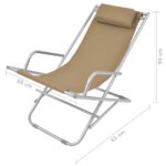 Chaises inclinables de terrasse lot de2 Acier Taupe – Image 8