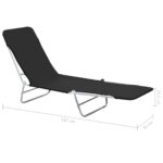 Chaises longues pliables lot de 2 Acier et tissu Noir – Image 10