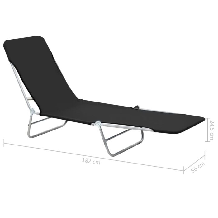 Chaises longues pliables lot de 2 Acier et tissu Noir – Image 10