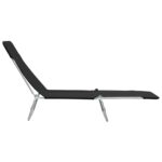 Chaises longues pliables lot de 2 Acier et tissu Noir – Image 2