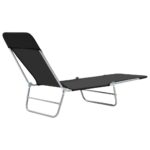 Chaises longues pliables lot de 2 Acier et tissu Noir – Image 5