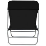 Chaises longues pliables lot de 2 Acier et tissu Noir – Image 6