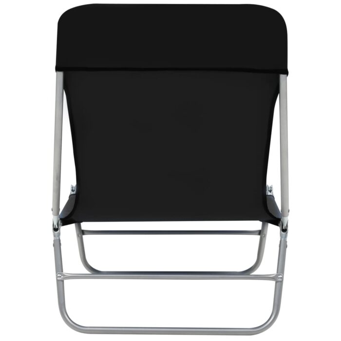 Chaises longues pliables lot de 2 Acier et tissu Noir – Image 6
