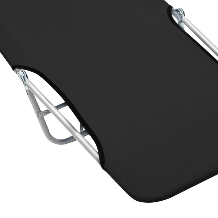 Chaises longues pliables lot de 2 Acier et tissu Noir – Image 7